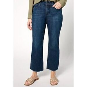 NYDJ Plus Size Flare Dark Wash Ankle Fray Jeans - Size 14